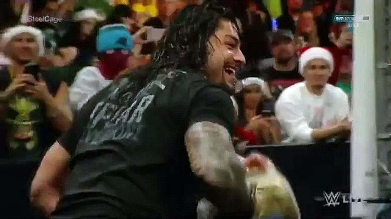 Dean Ambrose Wins and Roman Reigns Spear Sheamus after the Ambrose win WWE Raw 21-12-2015
