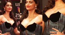 Sonam Kapoor Hot In Blue Gown Dress At Stardust Awards 2015