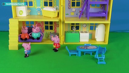 peppa pig toys Peppa Pig and George with parents at home. Peppa Pig Playset.