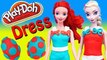 Barbie Play Doh Dress Makeover for Frozen Elsa & Little Mermaid Ariel + Playdough Surprise