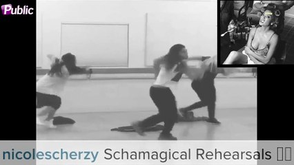 Exclu Vidéo : Nicole Scherzinger : En pleine répète de danse, elle fait léviter sa veste !