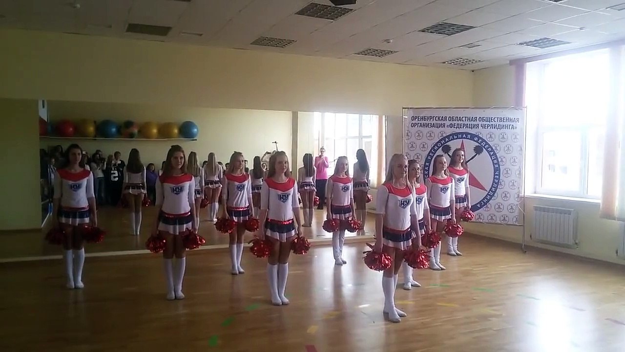 Young girls support group cheerleader