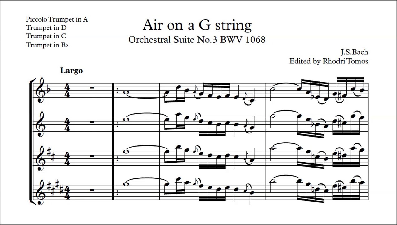 Bach BWV1068 Air on a G string - trumpet solo accompaniment