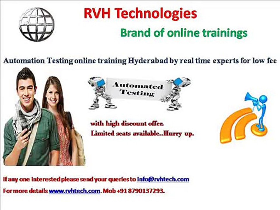 Automation Testing online training from Hyderabad for low fees price cost.
