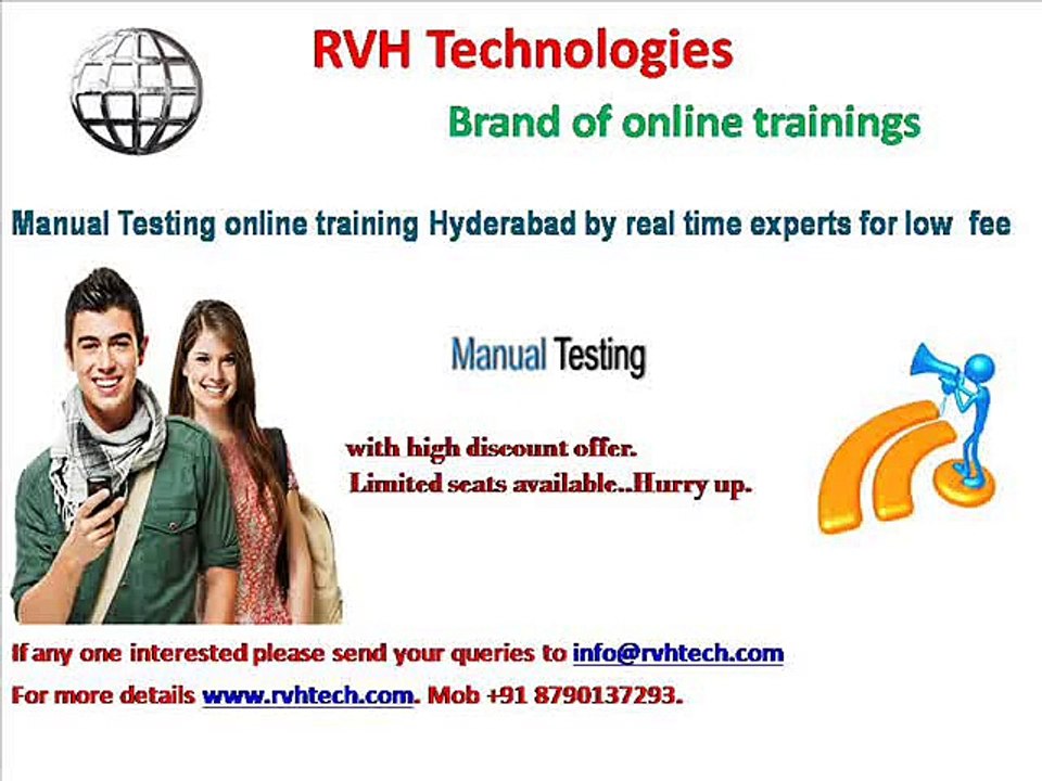 Manual Testing online training from Hyderabad by real time experts for low fee