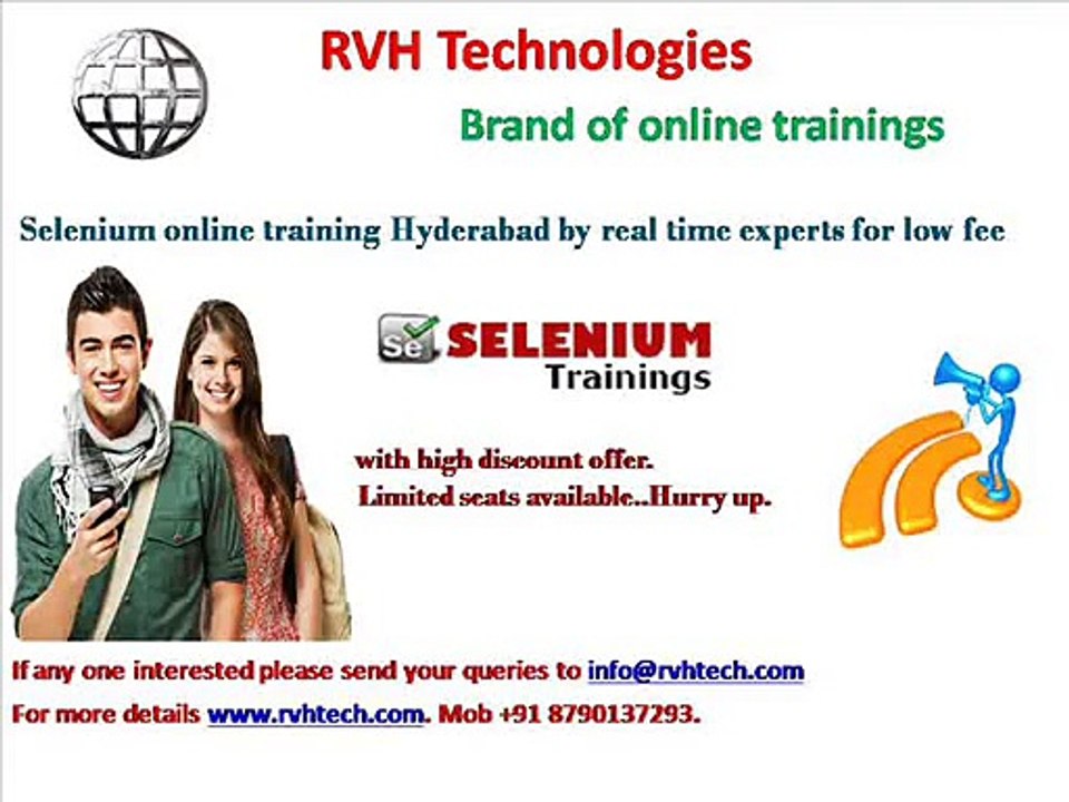 Selenium online trainings from Hyderabad by real time experts for low fee