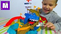 Хотвилс трасса порт акул с машинками меняют в воде цвет распаковка Hot Wheels Sharkpark unboxing