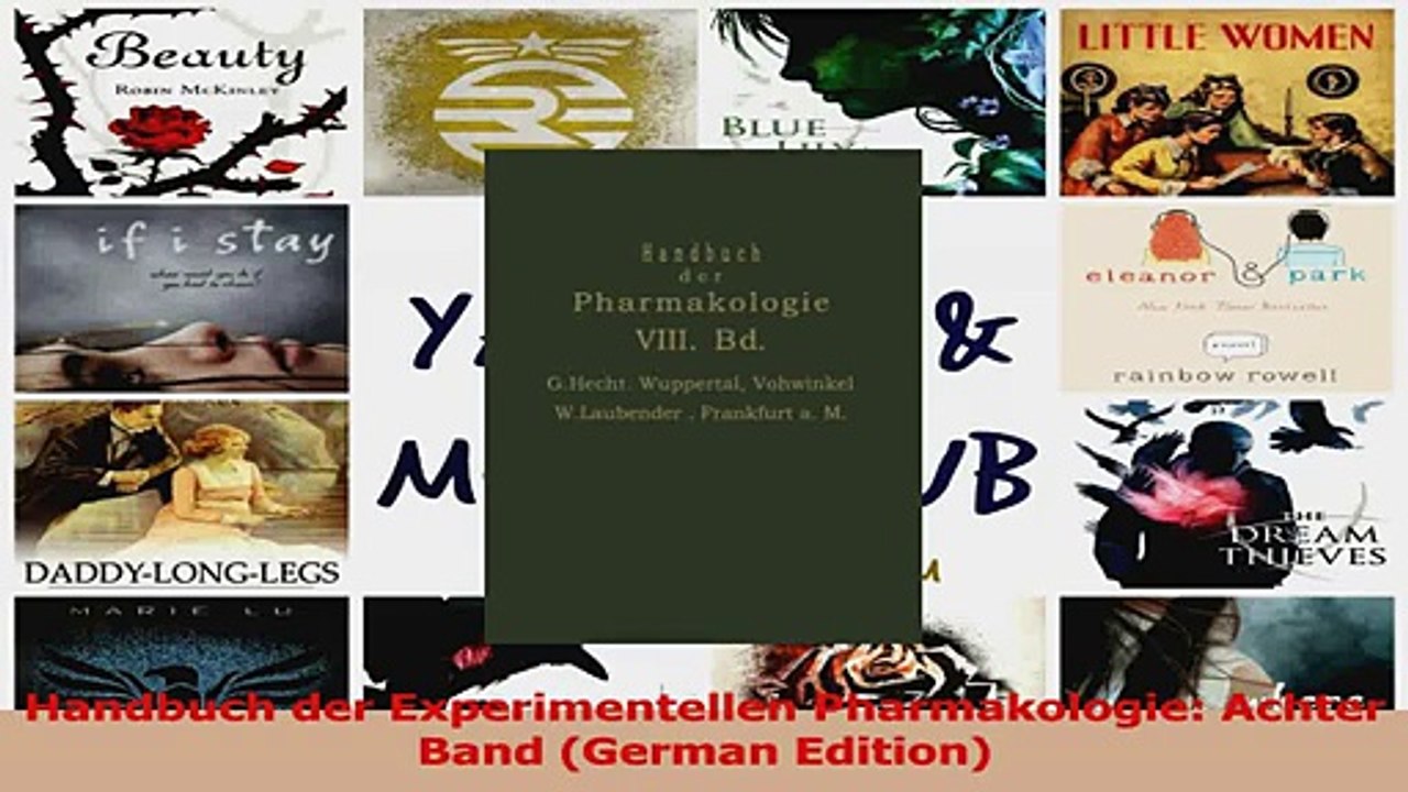 PDF Download  Handbuch der Experimentellen Pharmakologie Achter Band German Edition Read Full Ebook