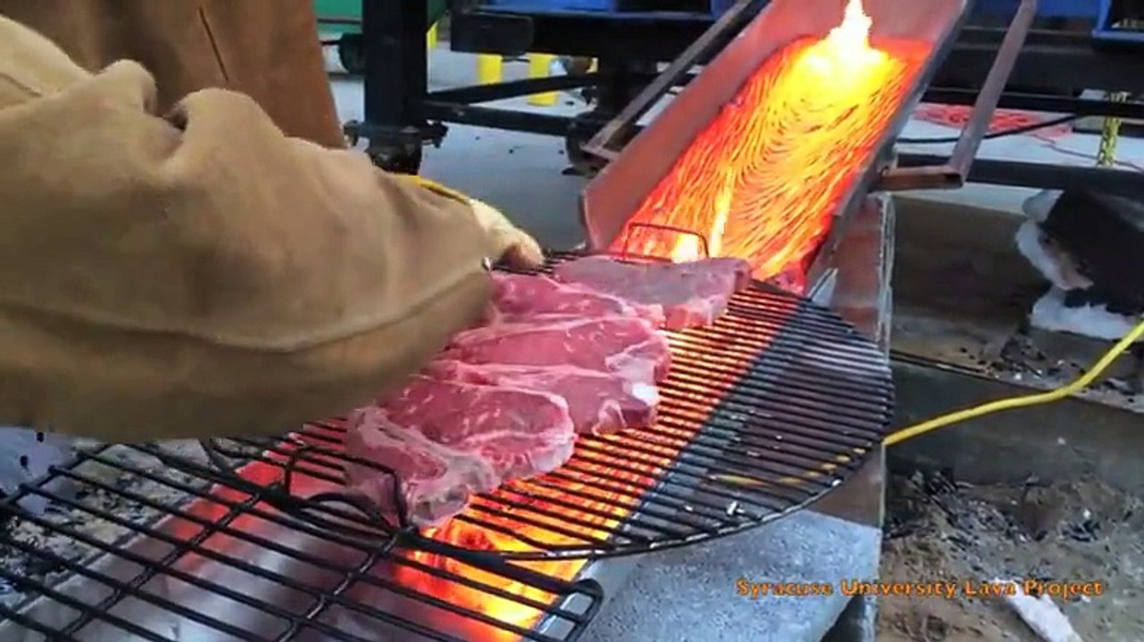 Grill with lava