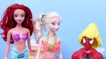 Elsa Barbie Mermaid Doll and Ariels Hair Salon with Spiderman & Bubble Guppie DisneyCarTo