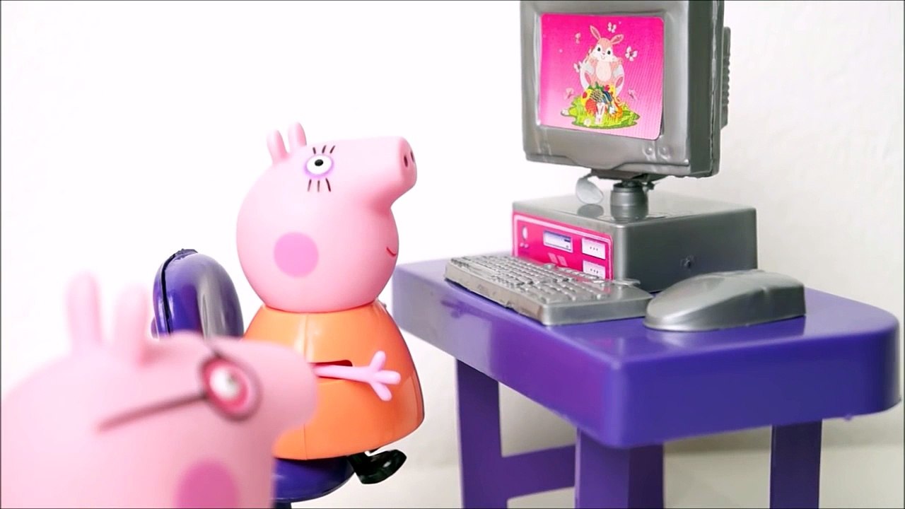 Pig George da Família Peppa Pig Conserta Computador da Mamãe Pig Novelinha Disney Toys Kids Brasil