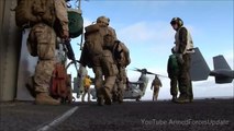 US Marines boarding V-22 military transport aircraft to KILL THE TERRORISTS