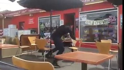 It is painful and hilarious at the same time to see how people react when a Muslim look-alike throws something at them.