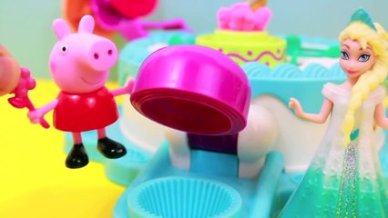 playdough Peppa Pig Helps Queen ELSA make a PLAY-DOH Cake For Disney Frozen Princess Anna