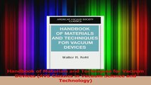 PDF Download  Handbook of Materials and Techniques for Vacuum Devices AVS Classics in Vacuum Science PDF Online
