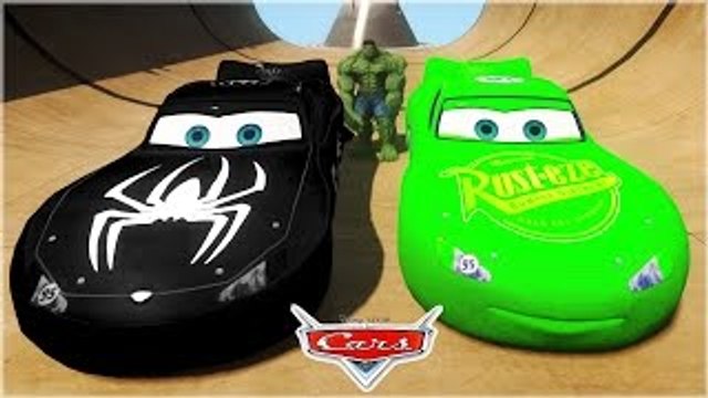 Black Spiderman with his Custom Color Mcqueen Cars Race Hulk Green Lightning Mcqueen Cars