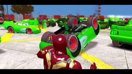 100 GREEN MCQUEEN CARS for The Avengers Iron Man SuperHero ! FUNNY