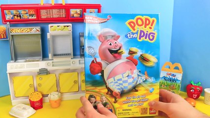 Pop! The Pig Game & McDonalds Surprise Toys Burger Eating Pig + Surprise Eggs & Toys