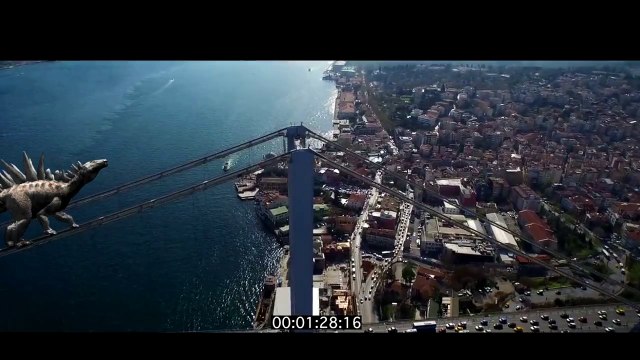 Dinosaur climbing İstanbul bridge-Camera tracking 3d Animation Adobe With After Effects