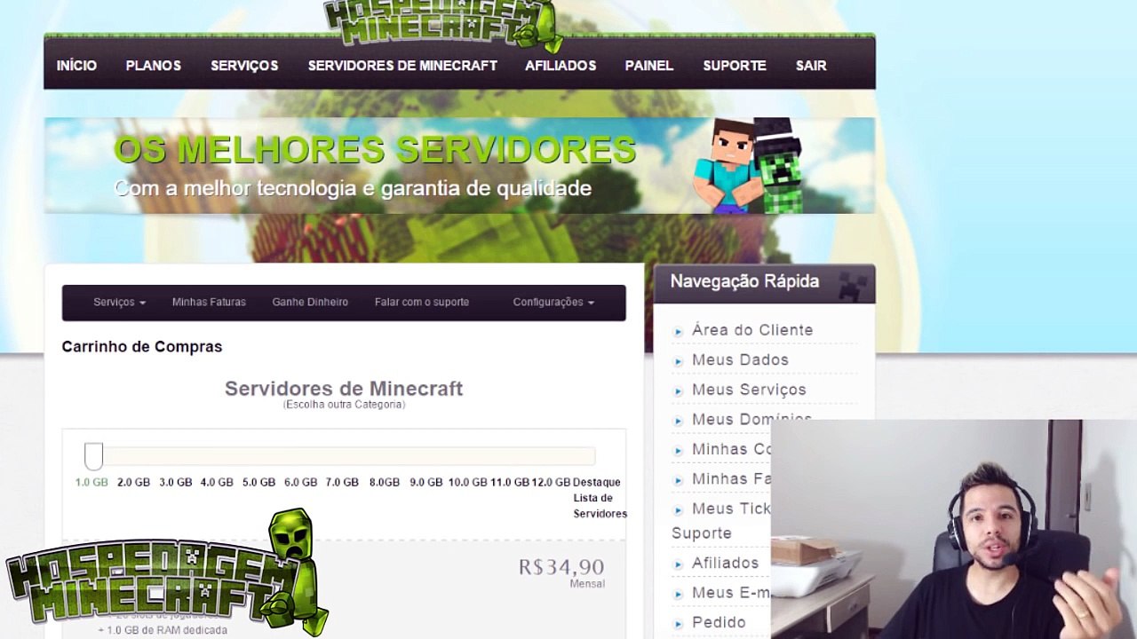 MELHOR SITE DE HOSPEDAGEM DE MINECRAFT