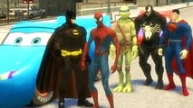 Disney Nursery Rhymes Batman and Superheroes Superman Ninja Turtles with Car McQueen Spide