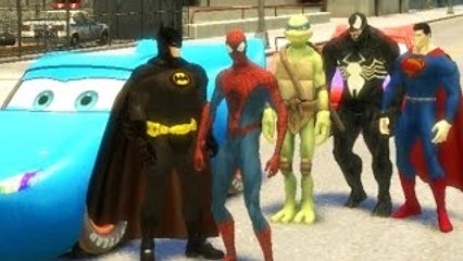 Disney Nursery Rhymes Batman and Superheroes Superman Ninja Turtles with Car McQueen Spide