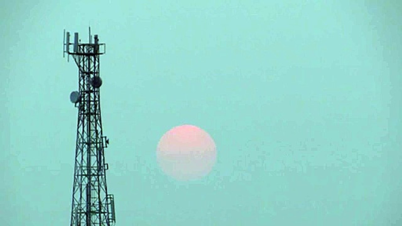 Sunset and Mobile tower 12 Rabi ul Awal 23 Dec 2015 Pakistan -