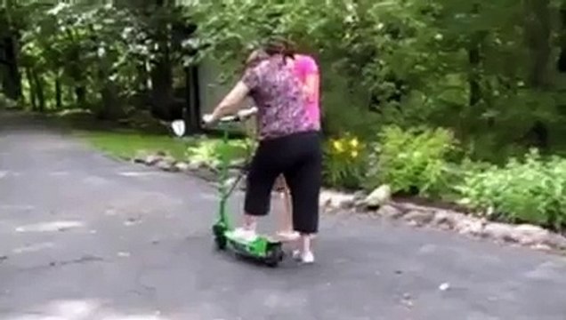 Mom Attempts to Ride Motorized Scooter