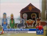 Juguetes y artículos navideños elaborados con materiales reciclados