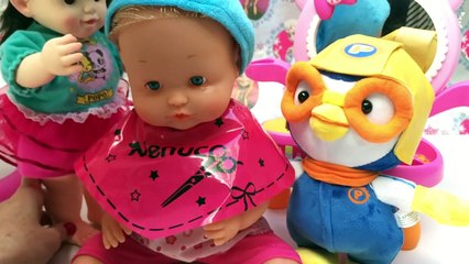 Baby Doll Nenuco Hair Style Pororo Hair Cut 콩순이 와 뽀로로 똘똘이 미용실 장난감