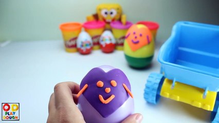 Spongebob Play Doh Peppa pig with Spongebob squarepants, Patrick and Gary Surprise Eggs