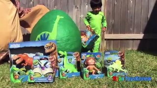 GIANT EGG SURPRISE OPENING The Good Dinosaur movie Disney Toys World Biggest Surprise Egg Kids Vide