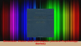 PDF Download  Binocular Vision and Stereopsis Oxford Psychology Series Download Online