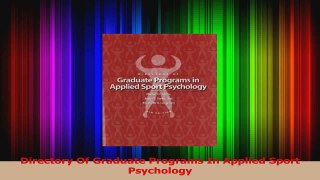 PDF Download  Directory Of Graduate Programs In Applied Sport Psychology PDF Full Ebook