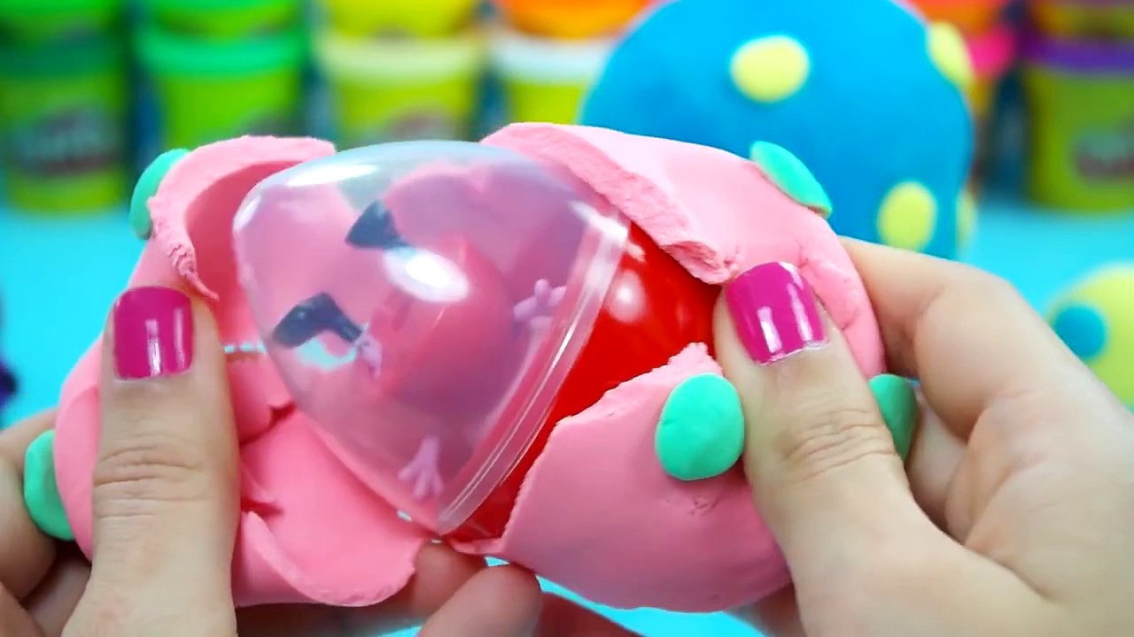 UNBOXING EGGS Peppa Pig toys Play Doh Spiderman Surprise eggs playdough egg superhero