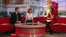 SALLY NUGENT. BBC NEWS Breakfast RED DRESSED ATHENA. pt3 29.Feb.2012