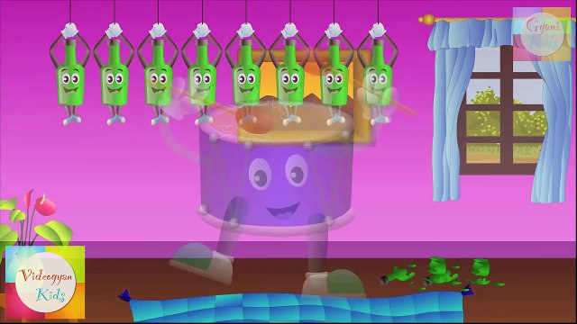 Ten Green Bottles(10 Green Bottles) Nursery Rhyme | Kids Animation Rhymes Songs