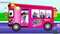 Wheels On The Bus Go Round And Round Nursery Rhyme - Bus Song with Dora - Kids Songs