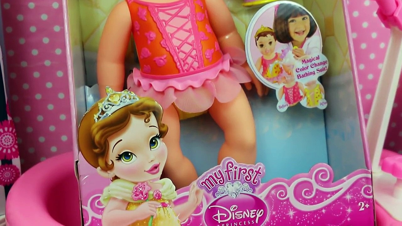 Disney Princess Belle Baby Doll Bath Time Bathtub Color Changers Set + Surprise Toys & Bli