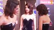 Priyanka Chopra Looks Hot & Pretty In Black Strapless Gown At Renault Sony Guild Film Awards 2015