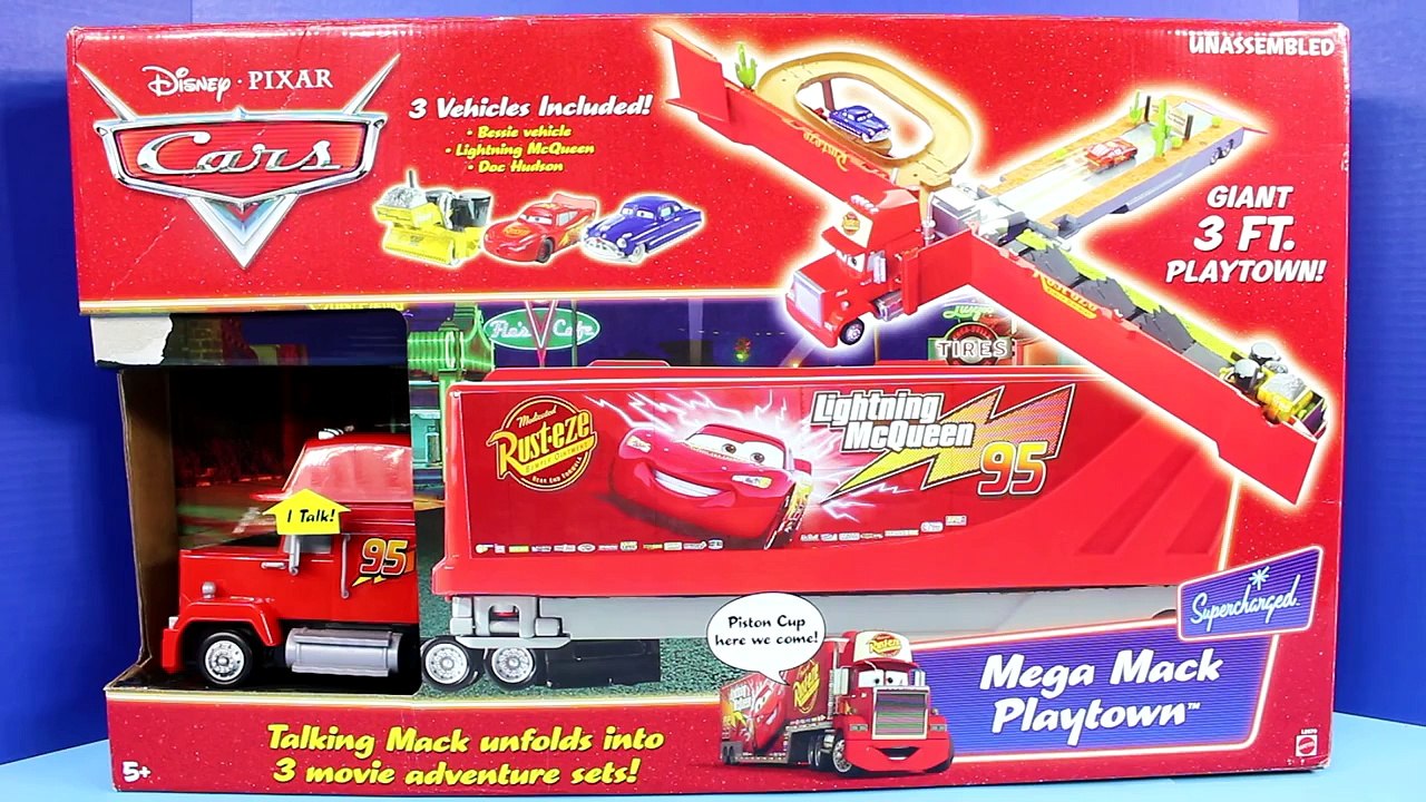 Disney Pixar Cars Mega Mack Playtown With Talking Mack Lightning McQueen Doc Hudson And Be