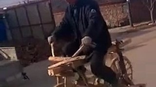 Cycle made by wood funny video