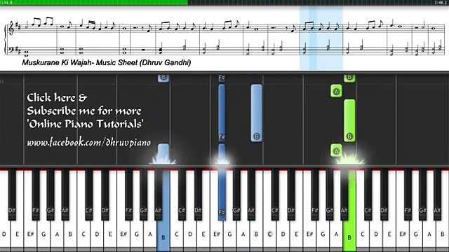 Muskurane Ki Wajah (City Lights) - Piano Tutorial + Music Sheet + MIDI Dhruv Gandhi