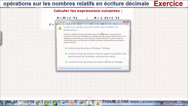 Maths 4ème - Les nombres relatifs en écriture décimale Exercice 5