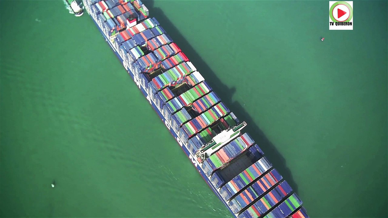 Le Havre - Le CMA-CGM Bougainville plus grand porte-conteneurs au monde - Marseille Bretagne Télé