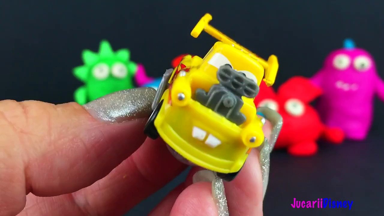 PlayDoh Surprise Eggs Little Monsters Lalaloopsy Disney CARS Mater Peppa Pig Grandpa Pig
