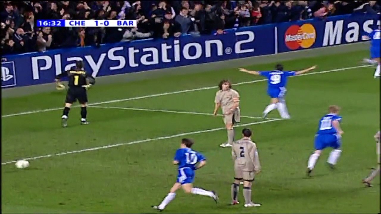 الشوط الاول مباراة تشيلسي 4-2 برشلونة - اياب دور 16 دوري الابطال 2005
