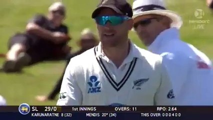 Bracewell delivery hits wickets but the bails stay on