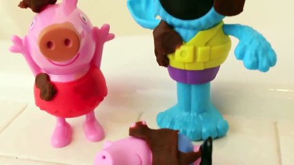Peppa Pig Muddy Puddles Bathtime Peppa Color Change Pig Play Doh Mud Cookie Monster DisneyCarToys