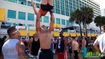 Cheerleading at the beach